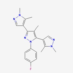 molecular formula C20H21FN6 B14925911 3,5-bis(1,5-dimethylpyrazol-4-yl)-1-(4-fluorophenyl)-4-methylpyrazole CAS No. 1006344-02-0