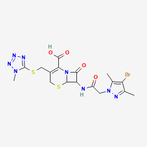 molecular formula C17H19BrN8O4S2 B14925914 7-{[(4-bromo-3,5-dimethyl-1H-pyrazol-1-yl)acetyl]amino}-3-{[(1-methyl-1H-tetrazol-5-yl)sulfanyl]methyl}-8-oxo-5-thia-1-azabicyclo[4.2.0]oct-2-ene-2-carboxylic acid 