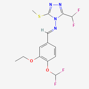 molecular formula C14H14F4N4O2S B14925921 N-{(E)-[4-(difluoromethoxy)-3-ethoxyphenyl]methylidene}-3-(difluoromethyl)-5-(methylsulfanyl)-4H-1,2,4-triazol-4-amine 