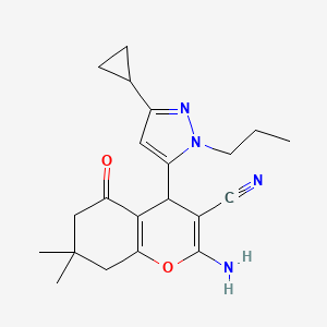 2-Amino-4-(3-cyclopropyl-1-propyl-1H-pyrazol-5-yl)-7,7-dimethyl-5-oxo-5,6,7,8-tetrahydro-4H-chromene-3-carbonitrile