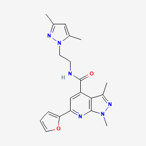 molecular formula C20H22N6O2 B14925937 N-[2-(3,5-dimethyl-1H-pyrazol-1-yl)ethyl]-6-(furan-2-yl)-1,3-dimethyl-1H-pyrazolo[3,4-b]pyridine-4-carboxamide 