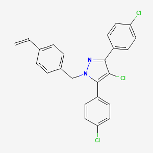 molecular formula C24H17Cl3N2 B14925970 4-chloro-3,5-bis(4-chlorophenyl)-1-(4-ethenylbenzyl)-1H-pyrazole 