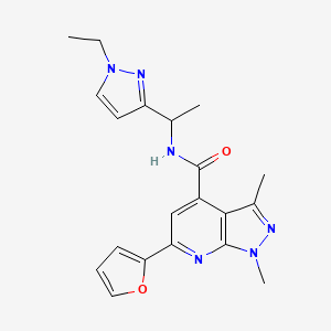 molecular formula C20H22N6O2 B14925994 N-[1-(1-ethyl-1H-pyrazol-3-yl)ethyl]-6-(furan-2-yl)-1,3-dimethyl-1H-pyrazolo[3,4-b]pyridine-4-carboxamide 