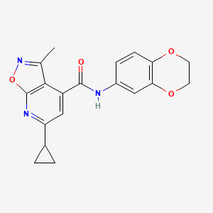 molecular formula C19H17N3O4 B14926022 6-cyclopropyl-N-(2,3-dihydro-1,4-benzodioxin-6-yl)-3-methyl[1,2]oxazolo[5,4-b]pyridine-4-carboxamide 