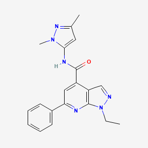 molecular formula C20H20N6O B14926029 N-(1,3-dimethyl-1H-pyrazol-5-yl)-1-ethyl-6-phenyl-1H-pyrazolo[3,4-b]pyridine-4-carboxamide 