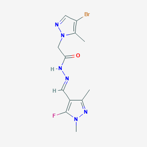 molecular formula C12H14BrFN6O B14926056 2-(4-Bromo-5-methyl-1H-pyrazol-1-yl)-N'-((5-fluoro-1,3-dimethyl-1H-pyrazol-4-yl)methylene)acetohydrazide 