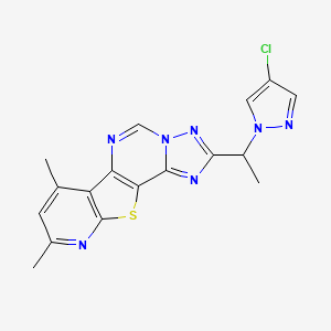 4-[1-(4-chloropyrazol-1-yl)ethyl]-11,13-dimethyl-16-thia-3,5,6,8,14-pentazatetracyclo[7.7.0.02,6.010,15]hexadeca-1(9),2,4,7,10(15),11,13-heptaene