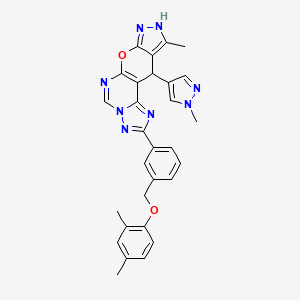 molecular formula C29H26N8O2 B14926068 4-[3-[(2,4-dimethylphenoxy)methyl]phenyl]-14-methyl-16-(1-methylpyrazol-4-yl)-10-oxa-3,5,6,8,12,13-hexazatetracyclo[7.7.0.02,6.011,15]hexadeca-1(9),2,4,7,11,14-hexaene 