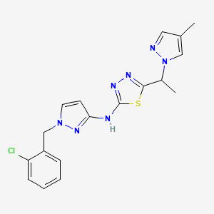 N-[1-(2-chlorobenzyl)-1H-pyrazol-3-yl]-5-[1-(4-methyl-1H-pyrazol-1-yl)ethyl]-1,3,4-thiadiazol-2-amine