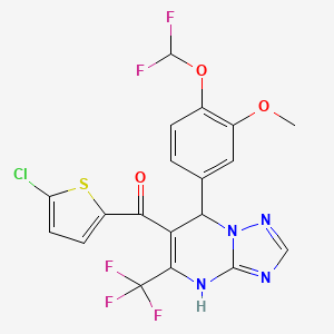 molecular formula C19H12ClF5N4O3S B14926114 (5-Chlorothiophen-2-yl){7-[4-(difluoromethoxy)-3-methoxyphenyl]-5-(trifluoromethyl)-4,7-dihydro[1,2,4]triazolo[1,5-a]pyrimidin-6-yl}methanone 