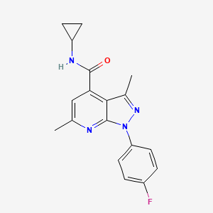 molecular formula C18H17FN4O B14926118 N-cyclopropyl-1-(4-fluorophenyl)-3,6-dimethyl-1H-pyrazolo[3,4-b]pyridine-4-carboxamide 