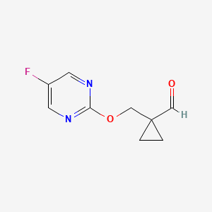 molecular formula C9H9FN2O2 B1492612 1-(((5-氟嘧啶-2-基)氧)甲基)环丙烷-1-甲醛 CAS No. 2098119-83-4