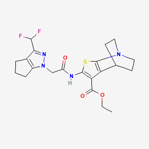 molecular formula C21H24F2N4O3S B14926123 ethyl 2-({[3-(difluoromethyl)-5,6-dihydrocyclopenta[c]pyrazol-1(4H)-yl]acetyl}amino)-5,6-dihydro-4H-4,7-ethanothieno[2,3-b]pyridine-3-carboxylate 