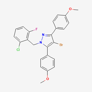 molecular formula C24H19BrClFN2O2 B14926128 4-bromo-1-(2-chloro-6-fluorobenzyl)-3,5-bis(4-methoxyphenyl)-1H-pyrazole 