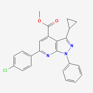 methyl 6-(4-chlorophenyl)-3-cyclopropyl-1-phenyl-1H-pyrazolo[3,4-b]pyridine-4-carboxylate