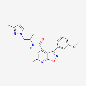 molecular formula C22H23N5O3 B14926192 3-(3-methoxyphenyl)-6-methyl-N-[1-(3-methyl-1H-pyrazol-1-yl)propan-2-yl][1,2]oxazolo[5,4-b]pyridine-4-carboxamide 