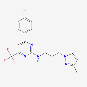 4-(4-chlorophenyl)-N-[3-(3-methyl-1H-pyrazol-1-yl)propyl]-6-(trifluoromethyl)pyrimidin-2-amine