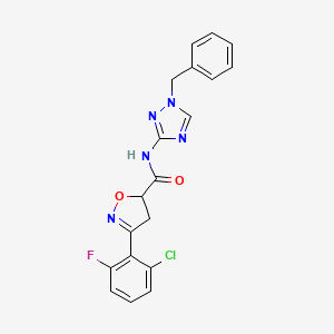 molecular formula C19H15ClFN5O2 B14926223 N-(1-benzyl-1H-1,2,4-triazol-3-yl)-3-(2-chloro-6-fluorophenyl)-4,5-dihydro-1,2-oxazole-5-carboxamide 