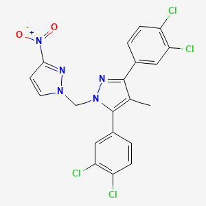 molecular formula C20H13Cl4N5O2 B14926231 3,5-bis(3,4-dichlorophenyl)-4-methyl-1-[(3-nitro-1H-pyrazol-1-yl)methyl]-1H-pyrazole 