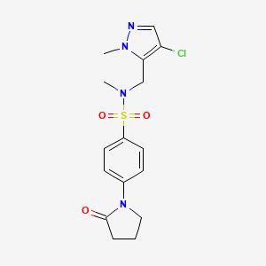 molecular formula C16H19ClN4O3S B14926255 N-[(4-chloro-1-methyl-1H-pyrazol-5-yl)methyl]-N-methyl-4-(2-oxopyrrolidin-1-yl)benzenesulfonamide 