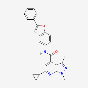 molecular formula C26H22N4O2 B14926282 6-cyclopropyl-1,3-dimethyl-N-(2-phenyl-1-benzofuran-5-yl)-1H-pyrazolo[3,4-b]pyridine-4-carboxamide 