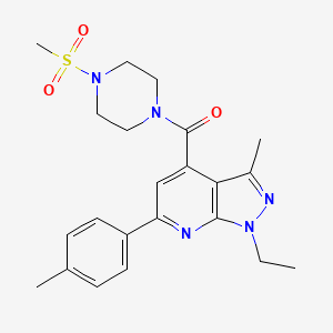 molecular formula C22H27N5O3S B14926288 [1-ethyl-3-methyl-6-(4-methylphenyl)-1H-pyrazolo[3,4-b]pyridin-4-yl][4-(methylsulfonyl)piperazin-1-yl]methanone 