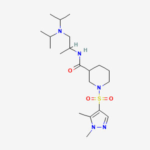 molecular formula C20H37N5O3S B14926292 1-[(1,5-dimethyl-1H-pyrazol-4-yl)sulfonyl]-N-[1-(dipropan-2-ylamino)propan-2-yl]piperidine-3-carboxamide 