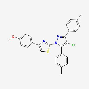 2-[4-chloro-3,5-bis(4-methylphenyl)-1H-pyrazol-1-yl]-4-(4-methoxyphenyl)-1,3-thiazole