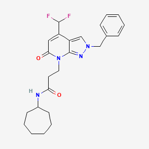 3-[2-benzyl-4-(difluoromethyl)-6-oxo-2,6-dihydro-7H-pyrazolo[3,4-b]pyridin-7-yl]-N-cycloheptylpropanamide