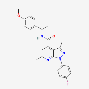 molecular formula C24H23FN4O2 B14926381 1-(4-fluorophenyl)-N-[1-(4-methoxyphenyl)ethyl]-3,6-dimethyl-1H-pyrazolo[3,4-b]pyridine-4-carboxamide 