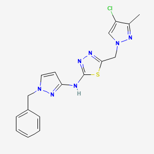 molecular formula C17H16ClN7S B14926385 N-(1-benzyl-1H-pyrazol-3-yl)-5-[(4-chloro-3-methyl-1H-pyrazol-1-yl)methyl]-1,3,4-thiadiazol-2-amine 