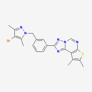 molecular formula C21H19BrN6S B14926392 2-{3-[(4-bromo-3,5-dimethyl-1H-pyrazol-1-yl)methyl]phenyl}-8,9-dimethylthieno[3,2-e][1,2,4]triazolo[1,5-c]pyrimidine 