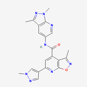 molecular formula C20H18N8O2 B14926400 N-(1,3-dimethyl-1H-pyrazolo[3,4-b]pyridin-5-yl)-3-methyl-6-(1-methyl-1H-pyrazol-4-yl)[1,2]oxazolo[5,4-b]pyridine-4-carboxamide 