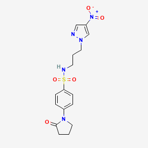 molecular formula C16H19N5O5S B14926439 N-[3-(4-nitro-1H-pyrazol-1-yl)propyl]-4-(2-oxopyrrolidin-1-yl)benzenesulfonamide 