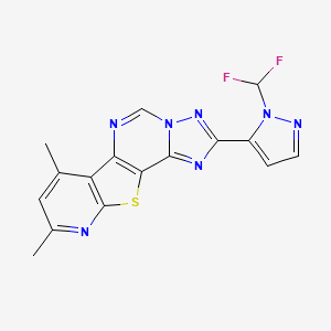 4-[2-(difluoromethyl)pyrazol-3-yl]-11,13-dimethyl-16-thia-3,5,6,8,14-pentazatetracyclo[7.7.0.02,6.010,15]hexadeca-1(9),2,4,7,10(15),11,13-heptaene