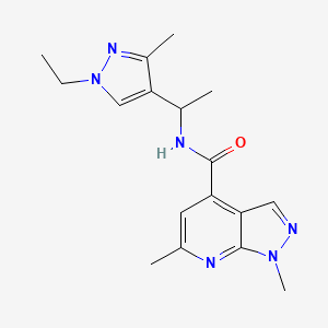 molecular formula C17H22N6O B14926519 N-[1-(1-ethyl-3-methyl-1H-pyrazol-4-yl)ethyl]-1,6-dimethyl-1H-pyrazolo[3,4-b]pyridine-4-carboxamide 