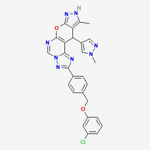 molecular formula C27H21ClN8O2 B14926528 4-[4-[(3-chlorophenoxy)methyl]phenyl]-14-methyl-16-(1-methylpyrazol-4-yl)-10-oxa-3,5,6,8,12,13-hexazatetracyclo[7.7.0.02,6.011,15]hexadeca-1(9),2,4,7,11,14-hexaene 