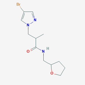 molecular formula C12H18BrN3O2 B14926550 3-(4-bromo-1H-pyrazol-1-yl)-2-methyl-N-(tetrahydrofuran-2-ylmethyl)propanamide 