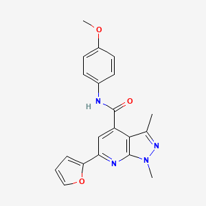 molecular formula C20H18N4O3 B14926561 6-(furan-2-yl)-N-(4-methoxyphenyl)-1,3-dimethyl-1H-pyrazolo[3,4-b]pyridine-4-carboxamide 