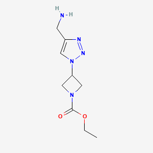 molecular formula C9H15N5O2 B1492659 3-(4-(氨甲基)-1H-1,2,3-三唑-1-基)氮杂环丁烷-1-羧酸乙酯 CAS No. 2098110-73-5