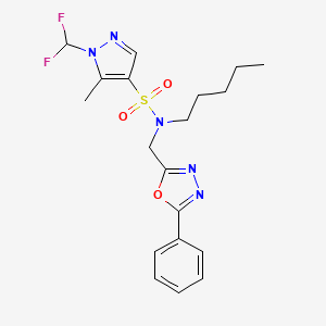 molecular formula C19H23F2N5O3S B14926615 1-(difluoromethyl)-5-methyl-N-pentyl-N-[(5-phenyl-1,3,4-oxadiazol-2-yl)methyl]-1H-pyrazole-4-sulfonamide 