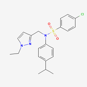 4-chloro-N-[(1-ethyl-1H-pyrazol-3-yl)methyl]-N-[4-(propan-2-yl)phenyl]benzenesulfonamide