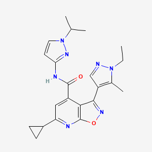 molecular formula C22H25N7O2 B14926628 6-cyclopropyl-3-(1-ethyl-5-methyl-1H-pyrazol-4-yl)-N-[1-(propan-2-yl)-1H-pyrazol-3-yl][1,2]oxazolo[5,4-b]pyridine-4-carboxamide 