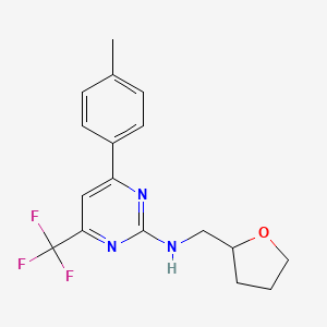 4-(4-methylphenyl)-N-(tetrahydrofuran-2-ylmethyl)-6-(trifluoromethyl)pyrimidin-2-amine