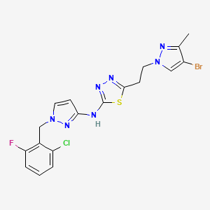 molecular formula C18H16BrClFN7S B14926642 5-[2-(4-bromo-3-methyl-1H-pyrazol-1-yl)ethyl]-N-[1-(2-chloro-6-fluorobenzyl)-1H-pyrazol-3-yl]-1,3,4-thiadiazol-2-amine 