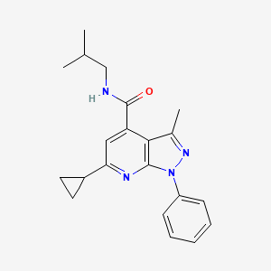 molecular formula C21H24N4O B14926659 6-cyclopropyl-3-methyl-N-(2-methylpropyl)-1-phenyl-1H-pyrazolo[3,4-b]pyridine-4-carboxamide 