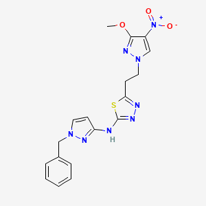 N-(1-benzyl-1H-pyrazol-3-yl)-5-[2-(3-methoxy-4-nitro-1H-pyrazol-1-yl)ethyl]-1,3,4-thiadiazol-2-amine