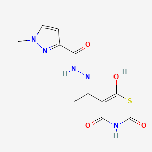 molecular formula C11H11N5O4S B14926667 1-methyl-N'-[(1E)-1-(2,4,6-trioxo-1,3-thiazinan-5-ylidene)ethyl]-1H-pyrazole-3-carbohydrazide 