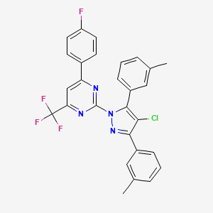 molecular formula C28H19ClF4N4 B14926716 2-[4-chloro-3,5-bis(3-methylphenyl)-1H-pyrazol-1-yl]-4-(4-fluorophenyl)-6-(trifluoromethyl)pyrimidine 