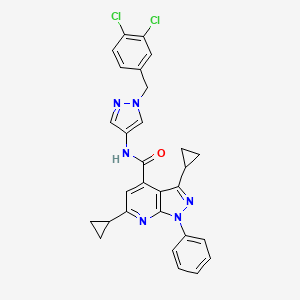 molecular formula C29H24Cl2N6O B14926717 3,6-dicyclopropyl-N-[1-(3,4-dichlorobenzyl)-1H-pyrazol-4-yl]-1-phenyl-1H-pyrazolo[3,4-b]pyridine-4-carboxamide 